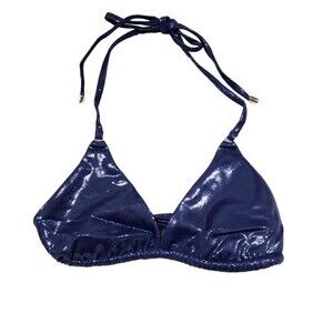 L'Agent by Agent Provocateur Sevilla Bikini Top Glitter Metallic Navy Small NWT